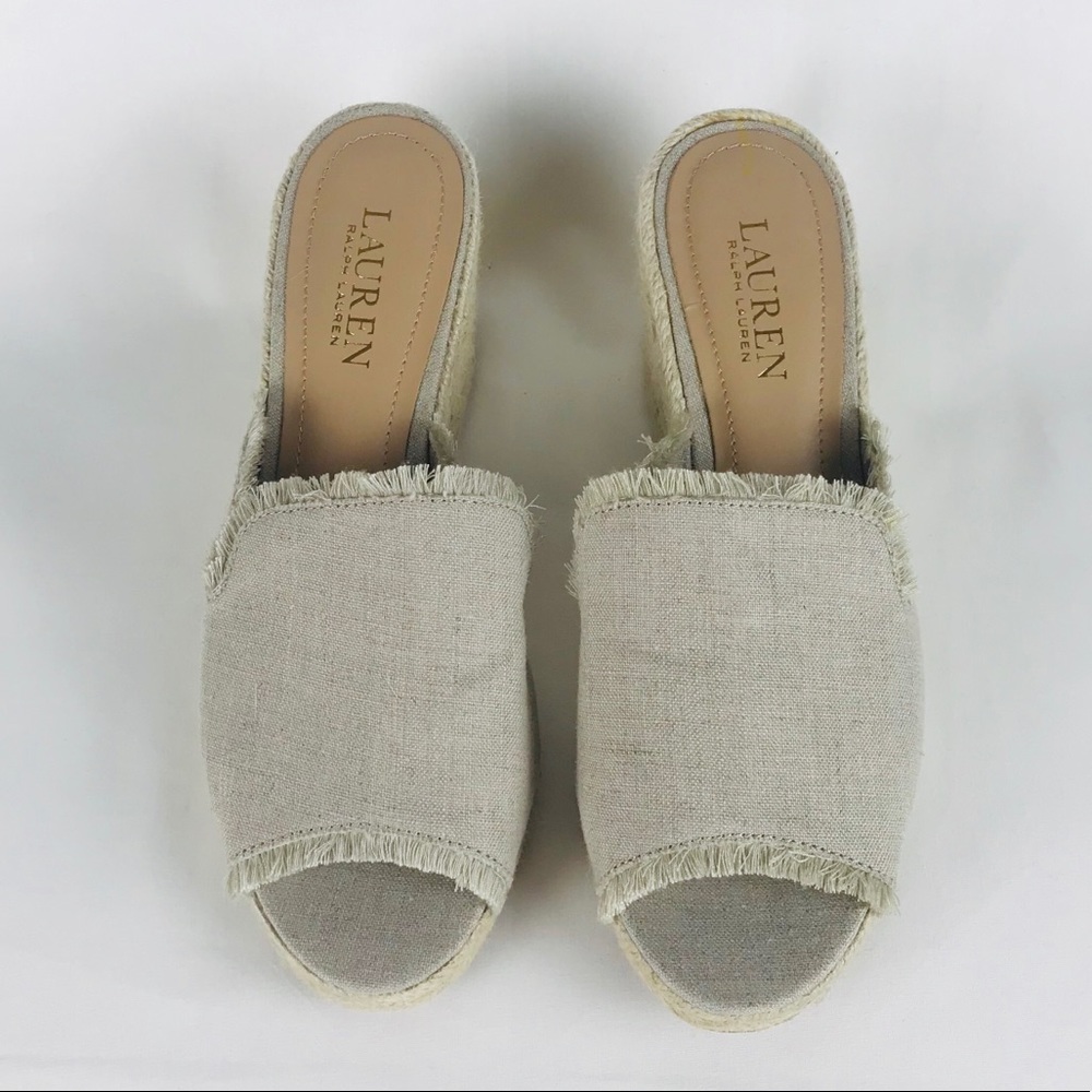 RALPH LAUREN Beige wedge Sandals woman size 8 - Picture 2 of 7